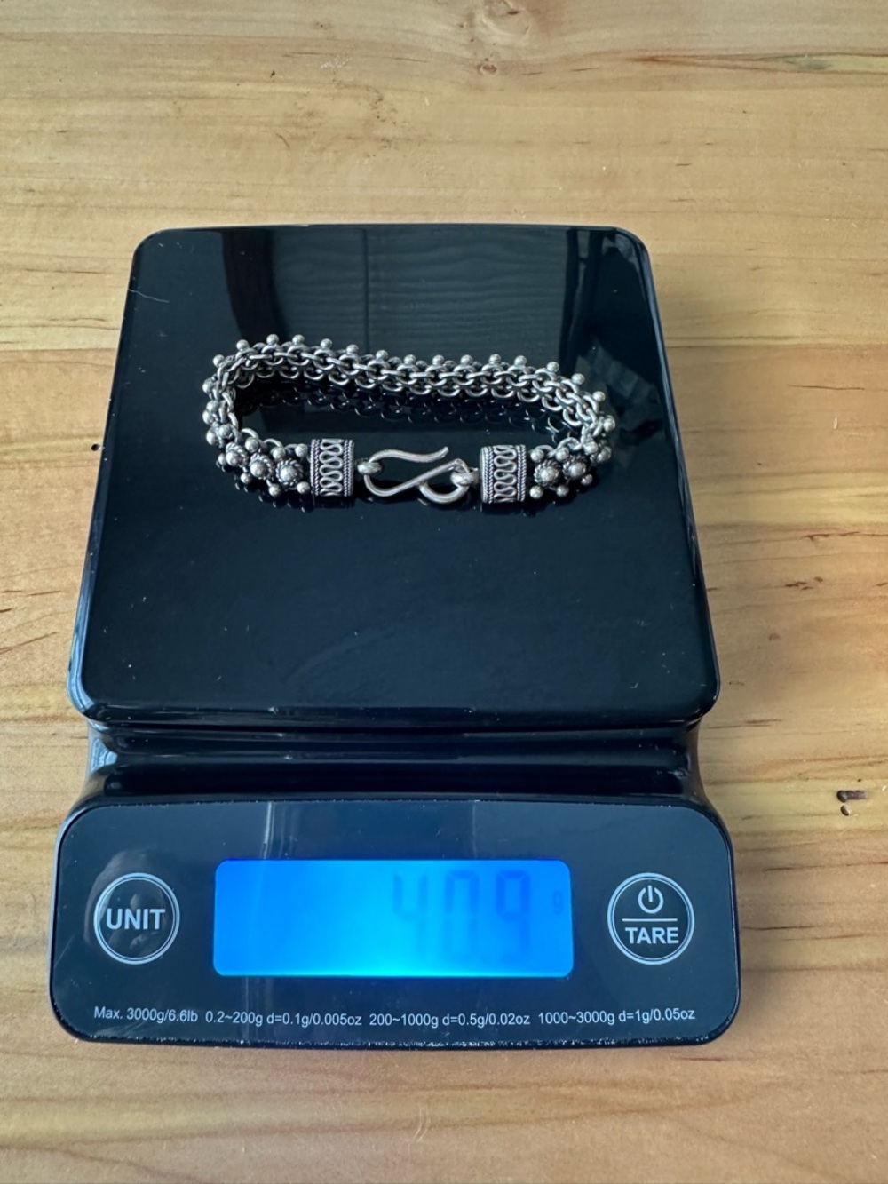 Bali style Sterling Silver Bracelet with Hook Clasp